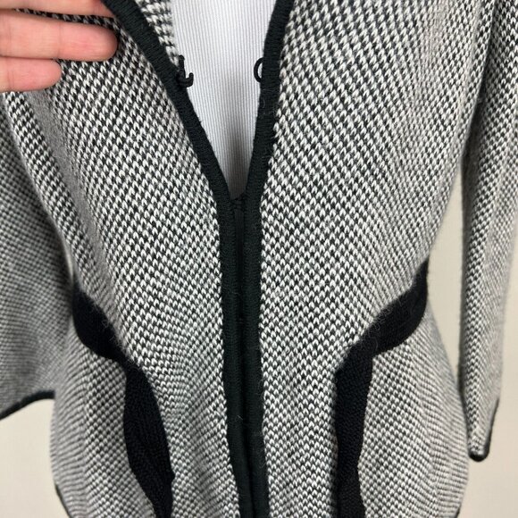 Classiques Entier Cardigan Sweater Jacket Womens Small Black White Belted Office - Picture 12 of 16